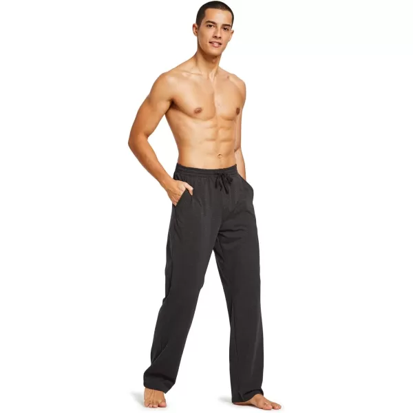 BALEAF Mens Sweatpants Casual Lounge Cotton Pajama Yoga Pants Open Bottom Straight Leg Male Sweat Pants with PocketsAcharcoal