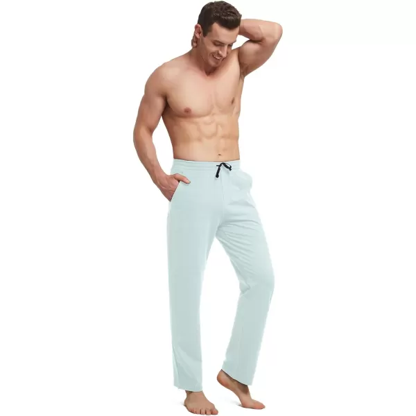 BALEAF Mens Sweatpants Casual Lounge Cotton Pajama Yoga Pants Open Bottom Straight Leg Male Sweat Pants with PocketsAlight Blue