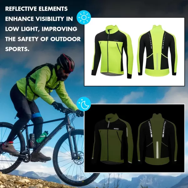 BALEAF Mens Winter Jacket Windproof Softshell Thermal Warm Pockets Cycling Running Mountain Biking Cold Weather Gear01fluorescent Green