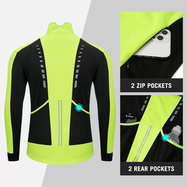 BALEAF Mens Winter Jacket Windproof Softshell Thermal Warm Pockets Cycling Running Mountain Biking Cold Weather Gear01fluorescent Green