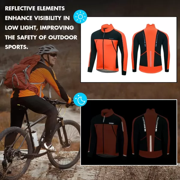 BALEAF Mens Winter Jacket Windproof Softshell Thermal Warm Pockets Cycling Running Mountain Biking Cold Weather Gear01orange