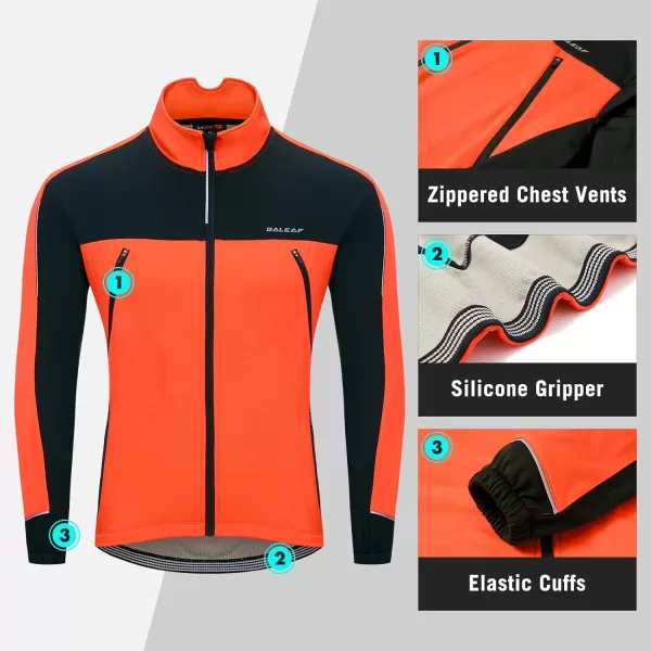 BALEAF Mens Winter Jacket Windproof Softshell Thermal Warm Pockets Cycling Running Mountain Biking Cold Weather Gear01orange