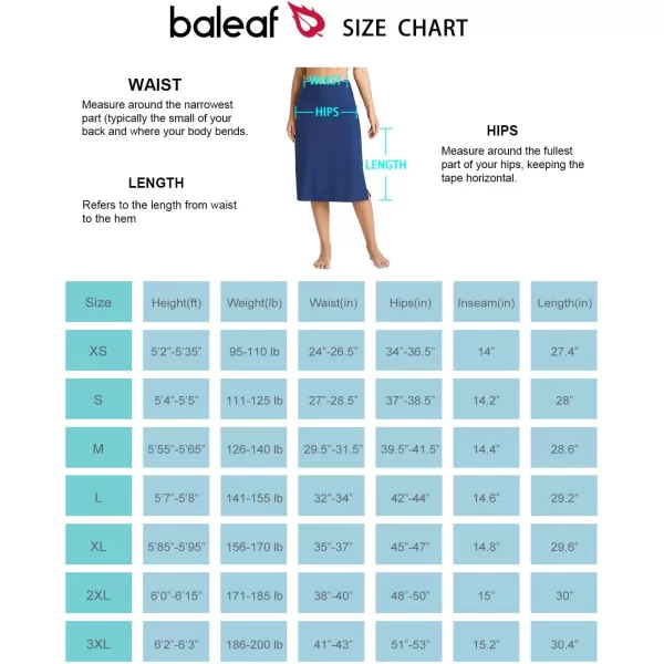 BALEAF Womens 28quot Midi Length Long Swim Skirts with Legging Modest High Waisted Tankini Skirt Bottom UPF 50Blue