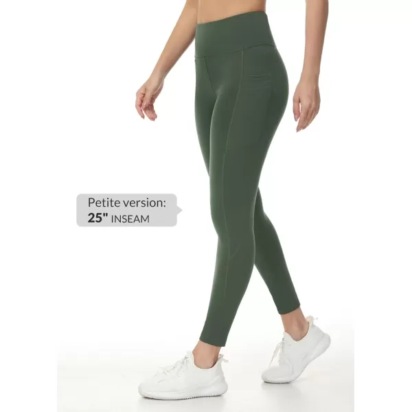 BALEAF Womens Fleece Lined Leggings Water Resistant Thermal Winter Warm Tights High Waisted with Pockets Running GearPetite25green