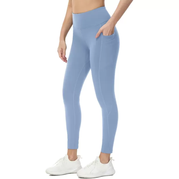 BALEAF Womens Fleece Lined Leggings Water Resistant Thermal Winter Warm Tights High Waisted with Pockets Running GearPetite25light Blue