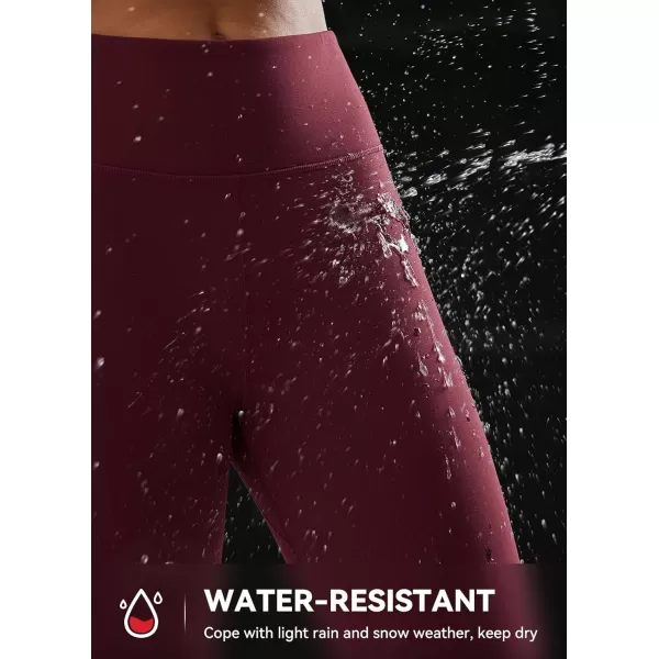 BALEAF Womens Fleece Lined Leggings Water Resistant Thermal Winter Warm Tights High Waisted with Pockets Running GearRed Wineone Pocket27