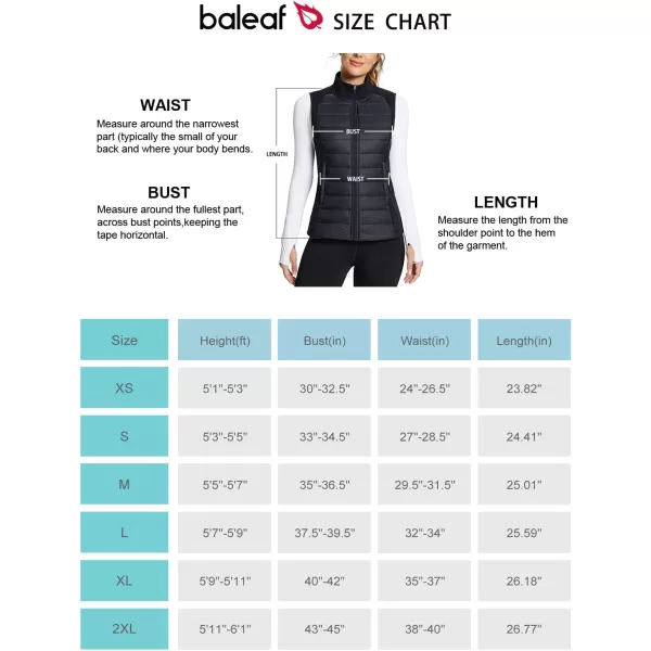 BALEAF Womens Lightweight Warm Puffer Vest Running Winter Hybrid Sleeveless Quilted Water Resistant JacketBlack