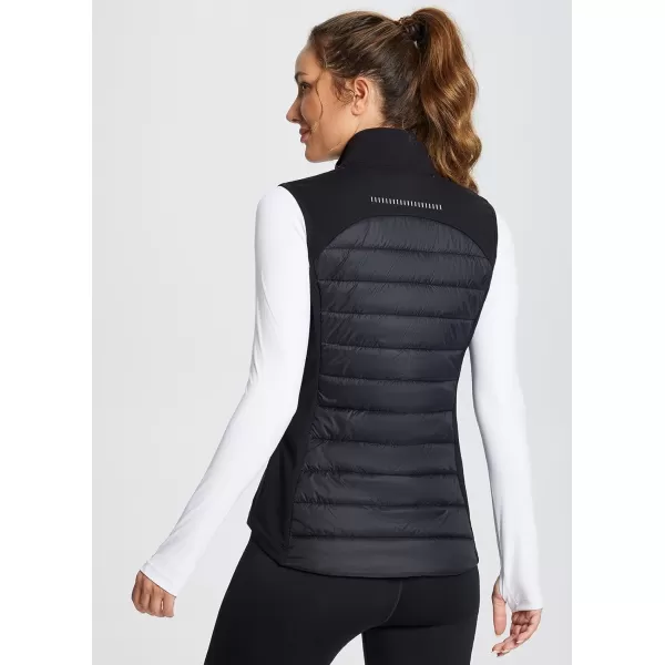 BALEAF Womens Lightweight Warm Puffer Vest Running Winter Hybrid Sleeveless Quilted Water Resistant JacketBlack