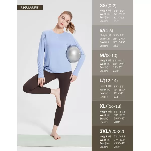 BALEAF Womens Long Sleeve Workout Tops Loose Athletic Shirts Crew Neck Yoga Top Running Hiking Raglan Tee SPFLight Blue