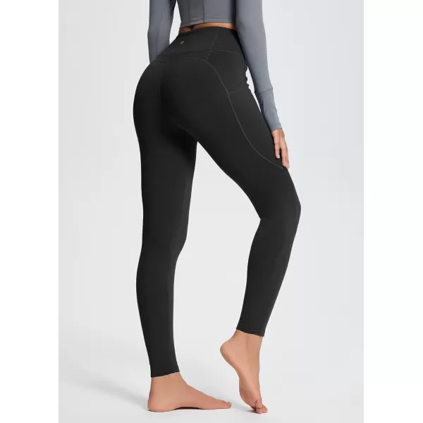 BALEAF Womens Petite Fleece Lined Leggings with Pockets 25quot Thermal Winter Warm High Waisted Thick 78 Yoga PantsBlack25