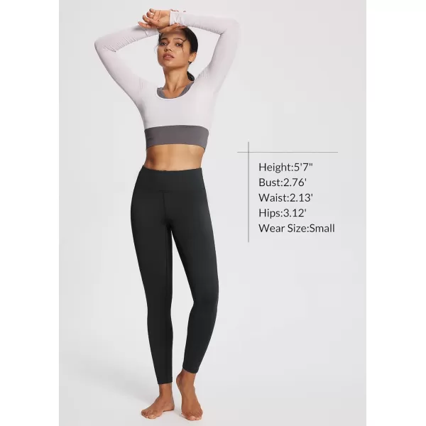 BALEAF Womens Petite Fleece Lined Leggings with Pockets 25quot Thermal Winter Warm High Waisted Thick 78 Yoga PantsBlack25