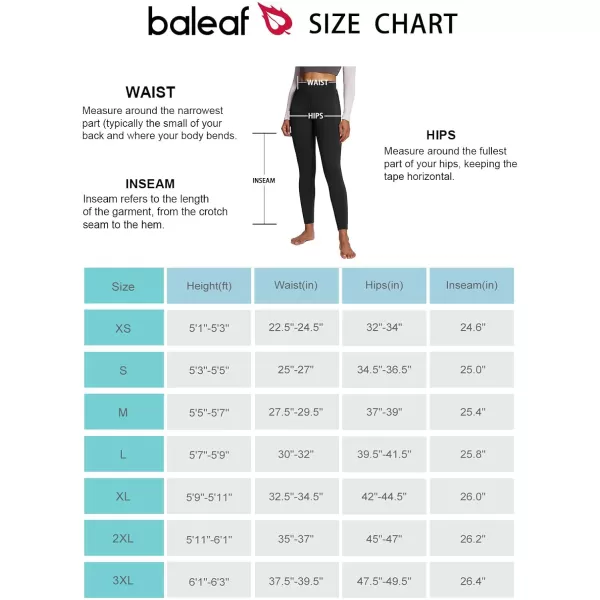 BALEAF Womens Petite Fleece Lined Leggings with Pockets 25quot Thermal Winter Warm High Waisted Thick 78 Yoga PantsBlack25