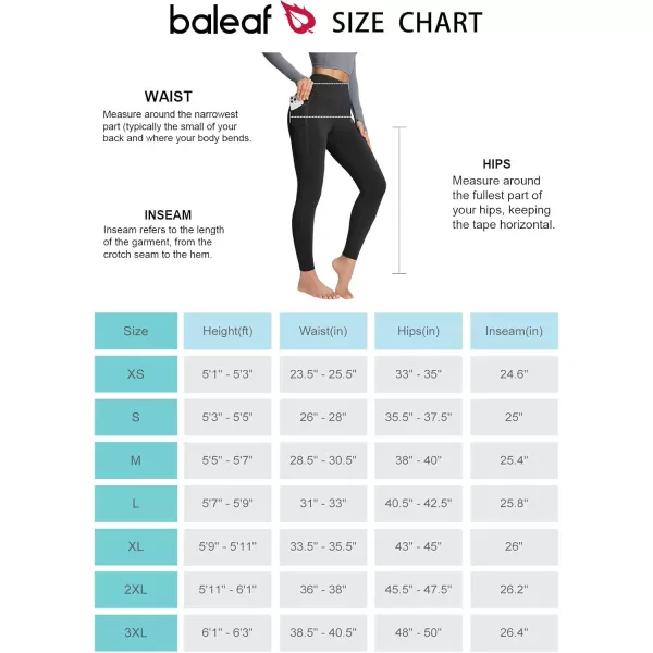 BALEAF Womens Petite Fleece Lined Leggings with Pockets 25quot Thermal Winter Warm High Waisted Thick 78 Yoga PantsBlack25