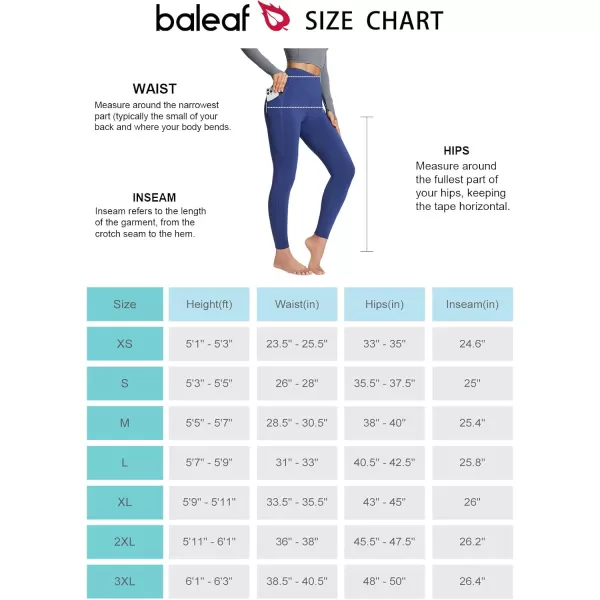 BALEAF Womens Petite Fleece Lined Leggings with Pockets 25quot Thermal Winter Warm High Waisted Thick 78 Yoga PantsBlue25