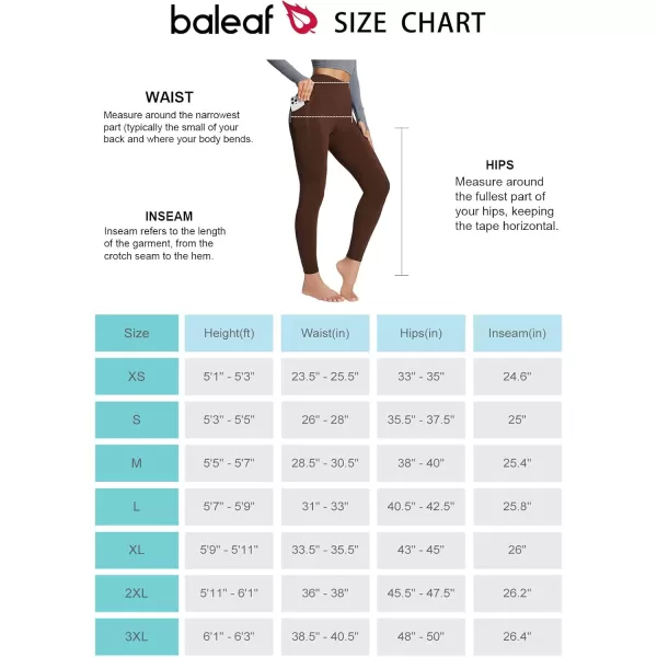 BALEAF Womens Petite Fleece Lined Leggings with Pockets 25quot Thermal Winter Warm High Waisted Thick 78 Yoga PantsBrown25