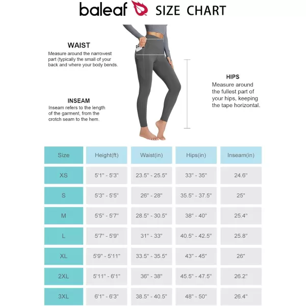 BALEAF Womens Petite Fleece Lined Leggings with Pockets 25quot Thermal Winter Warm High Waisted Thick 78 Yoga PantsDark Grey25