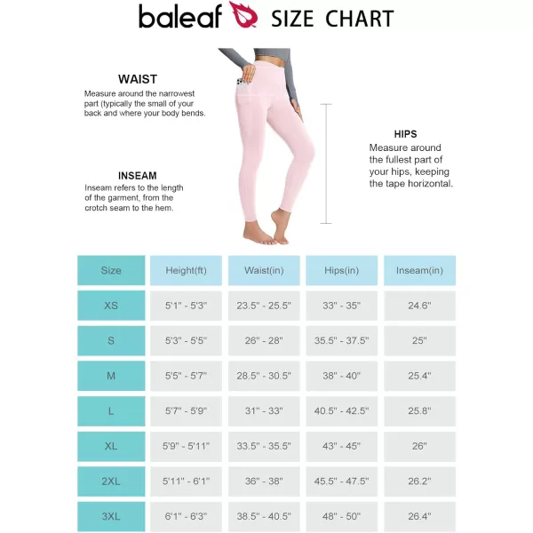 BALEAF Womens Petite Fleece Lined Leggings with Pockets 25quot Thermal Winter Warm High Waisted Thick 78 Yoga PantsPink Dogwood25