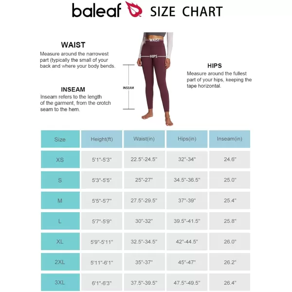 BALEAF Womens Petite Fleece Lined Leggings with Pockets 25quot Thermal Winter Warm High Waisted Thick 78 Yoga PantsWine Red25