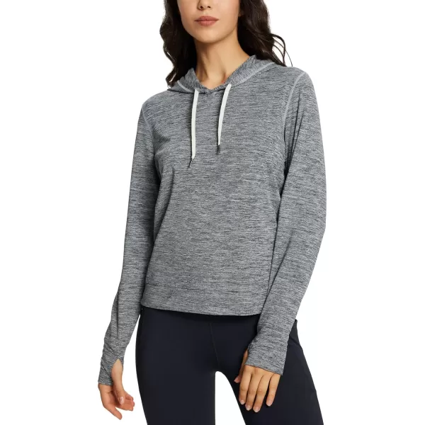 BALEAF Womens Running Hoodies Lightweight Pullover Athletic Shirts with Thumb HolesGray