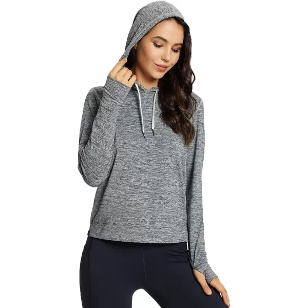 BALEAF Womens Running Hoodies Lightweight Pullover Athletic Shirts with Thumb HolesGray