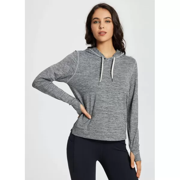 BALEAF Womens Running Hoodies Lightweight Pullover Athletic Shirts with Thumb HolesGray