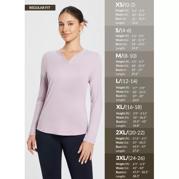 BALEAF Womens V Neck Long Sleeve Fall Shirts Workout Tops Yoga Loose Fit Casual Tee ShirtPurple