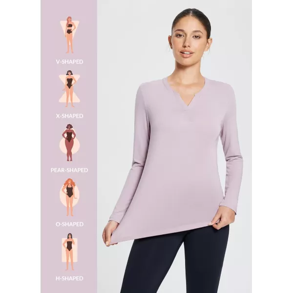 BALEAF Womens V Neck Long Sleeve Fall Shirts Workout Tops Yoga Loose Fit Casual Tee ShirtPurple