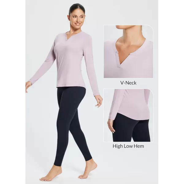 BALEAF Womens V Neck Long Sleeve Fall Shirts Workout Tops Yoga Loose Fit Casual Tee ShirtPurple