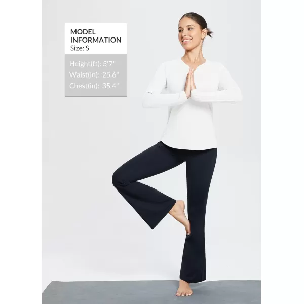 BALEAF Womens V Neck Long Sleeve Fall Shirts Workout Tops Yoga Loose Fit Casual Tee ShirtWhite