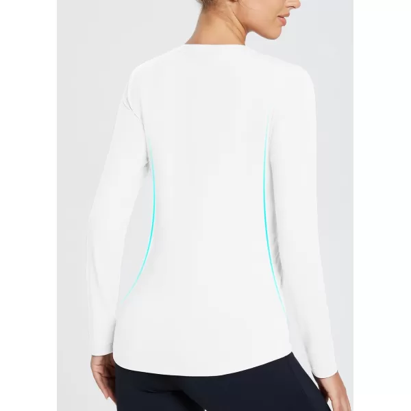 BALEAF Womens V Neck Long Sleeve Fall Shirts Workout Tops Yoga Loose Fit Casual Tee ShirtWhite