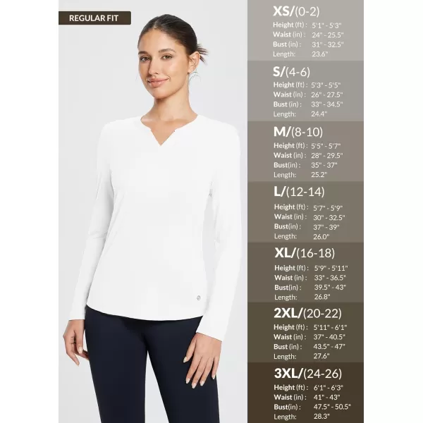 BALEAF Womens V Neck Long Sleeve Fall Shirts Workout Tops Yoga Loose Fit Casual Tee ShirtWhite