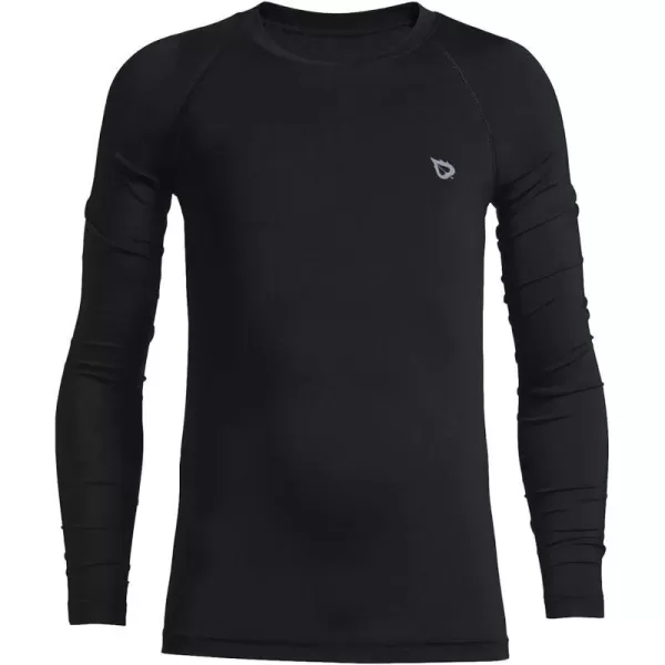 BALEAF Boys Long Sleeve Shirts Youth Compression Undershirts Kids Baseball Football Baselayer Cold Gear Quick DryBlack