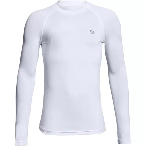 BALEAF Boys Long Sleeve Shirts Youth Compression Undershirts Kids Baseball Football Baselayer Cold Gear Quick DryWhite