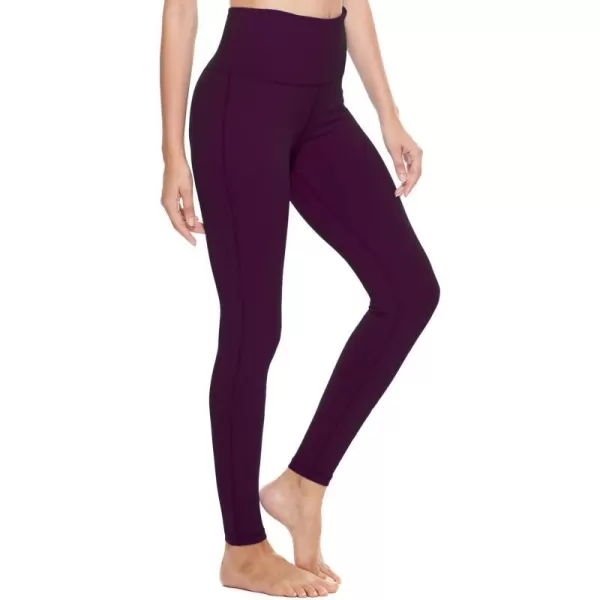 BALEAF Leggings for Women with Pockets Tummy Control Compression Workout Athletic Running High Waisted Yoga PantsDark Magenta