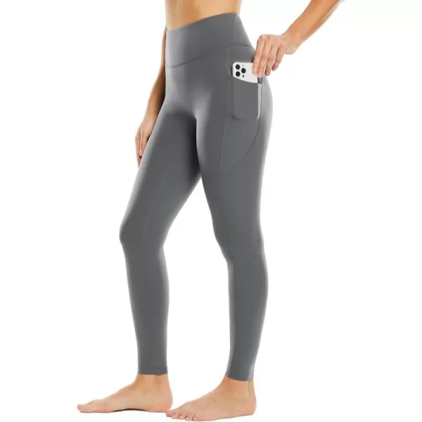 BALEAF Leggings for Women with Pockets Tummy Control Compression Workout Athletic Running High Waisted Yoga PantsGrey27