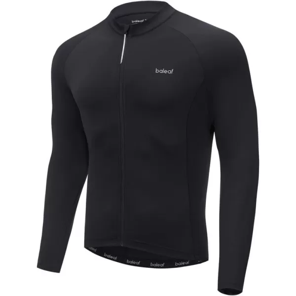 BALEAF Long Sleeve Cycling Jersey Men Full Zip 31 Pockets Mountain Bike Shirts Bicycle UPF50 Autumn03black