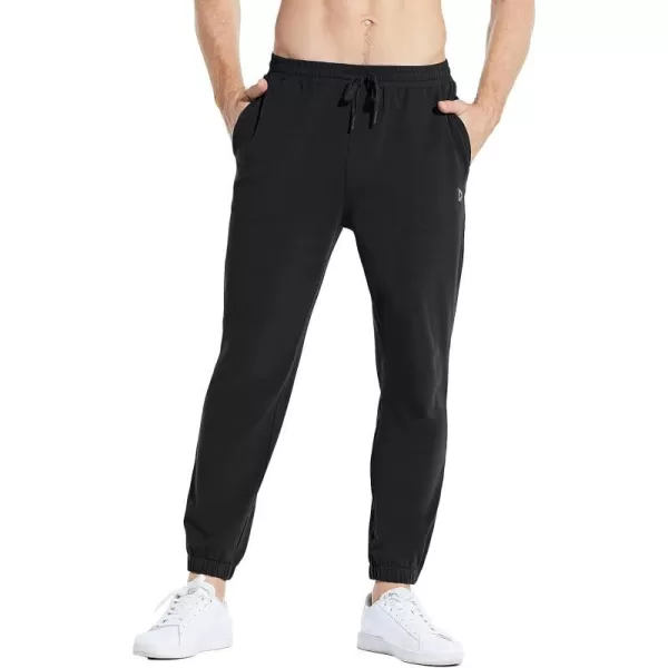 BALEAF Mens 2730 Cotton Sweatpants Sports Running Hiking Joggers Pants Lightweight Lounge Pocketed Pajamas 78 Length27 Regular Black