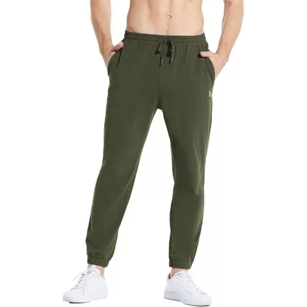 BALEAF Mens 2730 Cotton Sweatpants Sports Running Hiking Joggers Pants Lightweight Lounge Pocketed Pajamas 78 Length27 Regular Green