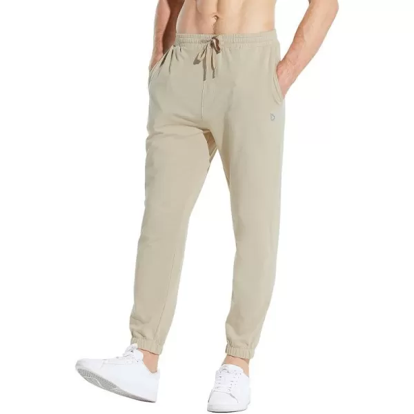 BALEAF Mens 2730 Cotton Sweatpants Sports Running Hiking Joggers Pants Lightweight Lounge Pocketed Pajamas 78 Length27 Regular Khaki