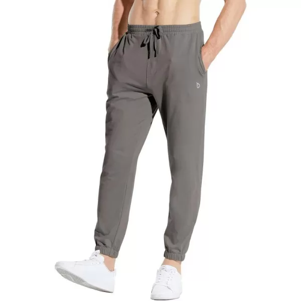 BALEAF Mens 2730 Cotton Sweatpants Sports Running Hiking Joggers Pants Lightweight Lounge Pocketed Pajamas 78 Length27 Regular Light Grey