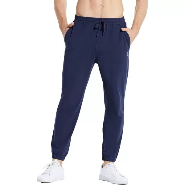 BALEAF Mens 2730 Cotton Sweatpants Sports Running Hiking Joggers Pants Lightweight Lounge Pocketed Pajamas 78 Length27 Regular Navy Blue