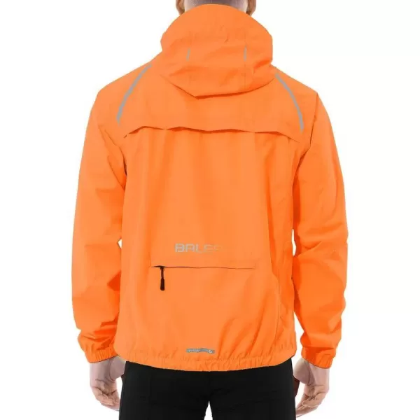 BALEAF Mens Rain Jacket Waterproof Windbreaker Running Cycling Golf Hiking Gear Hood Lightweight Reflective PackableOrange