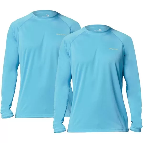 BALEAF Mens Sun Protection Shirts UV SPF UPF 50 Long Sleeve Rash Guard Fishing Running Quick Dry Lightweight2 Packblue