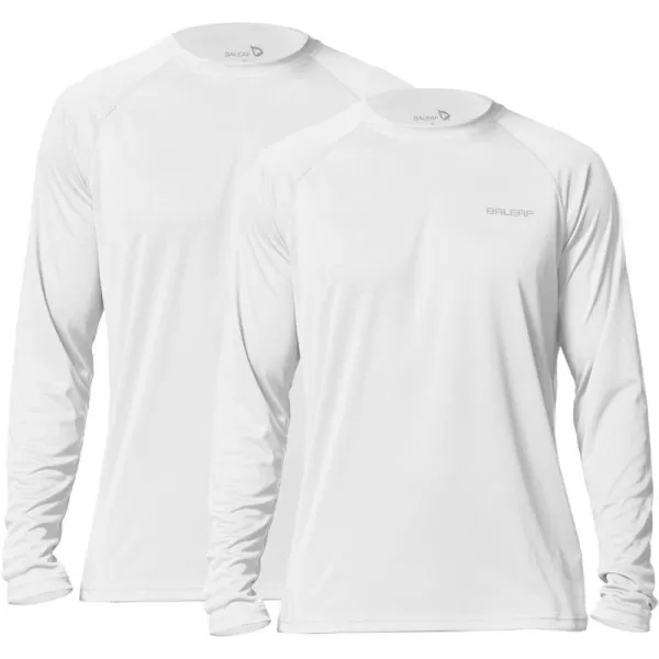 BALEAF Mens Sun Protection Shirts UV SPF UPF 50 Long Sleeve Rash Guard Fishing Running Quick Dry Lightweight2 Packwhite