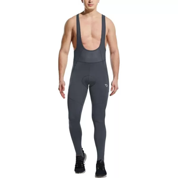 BALEAF Mens Winter Cycling Bib Tights Padded Thermal Bib Pants Cold Weather Gear Fleece Bike Leggings03greyfleece Lined