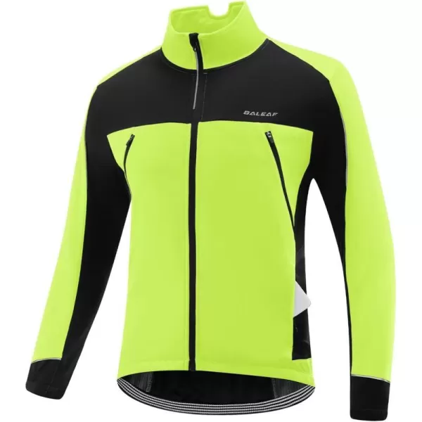 BALEAF Mens Winter Jacket Windproof Softshell Thermal Warm Pockets Cycling Running Mountain Biking Cold Weather Gear01fluorescent Green