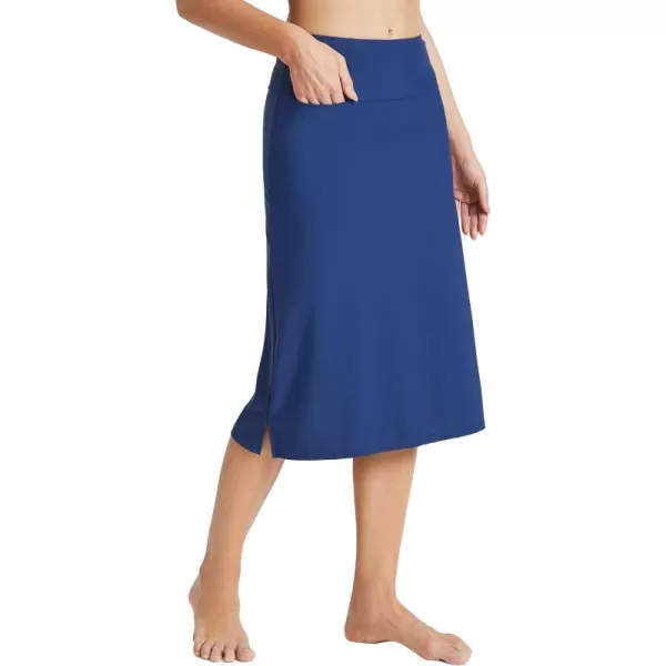 BALEAF Womens 28quot Midi Length Long Swim Skirts with Legging Modest High Waisted Tankini Skirt Bottom UPF 50Blue