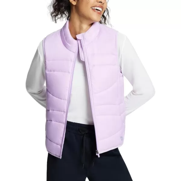 BALEAF Womens Lightweight Warm Puffer Vest Running Winter Hybrid Sleeveless Quilted Water Resistant JacketLight Purplepackable