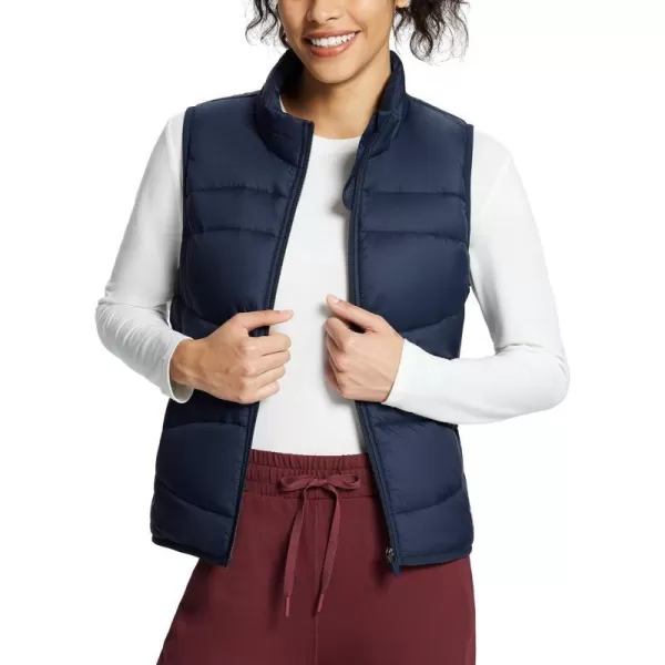 BALEAF Womens Lightweight Warm Puffer Vest Running Winter Hybrid Sleeveless Quilted Water Resistant JacketNavypackable