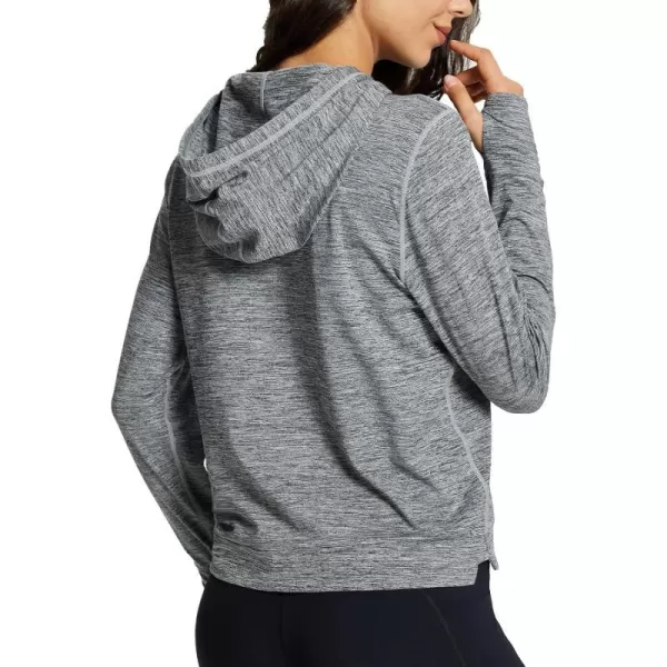 BALEAF Womens Running Hoodies Lightweight Pullover Athletic Shirts with Thumb HolesGray